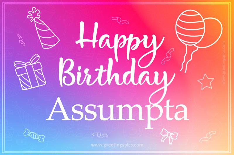 Colorful Happy Birthday Card For Assumpta