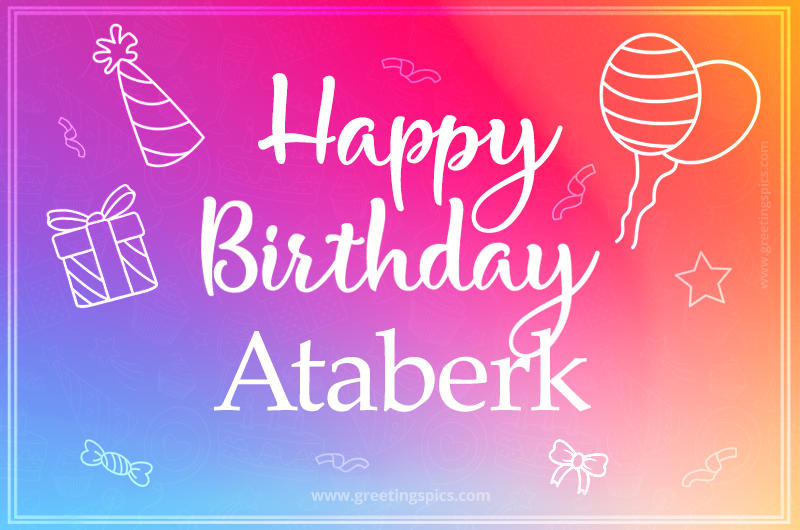 Colorful Happy Birthday Card For Ataberk