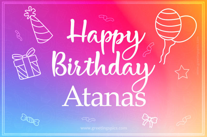 Colorful Happy Birthday Card For Atanas