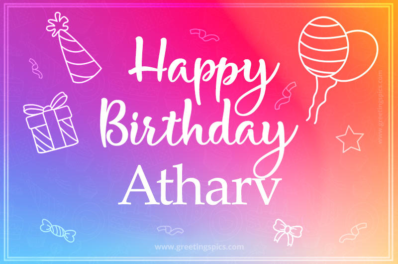 Colorful Happy Birthday Card For Atharv