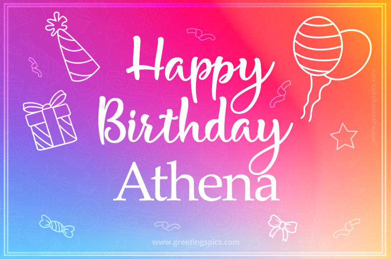 Colorful Happy Birthday Card For Athena