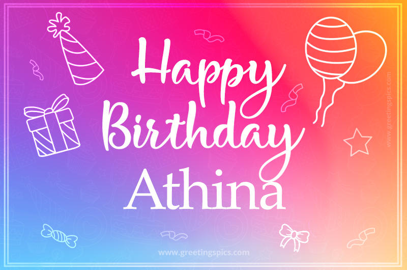 Colorful Happy Birthday Card For Athina