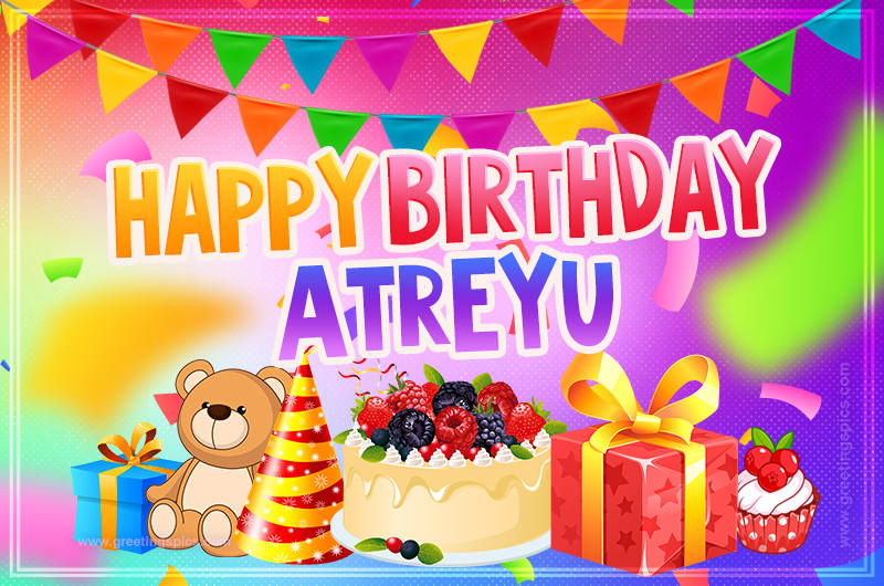 Bright card with Wishes for a Happy Birthday for Atreyu