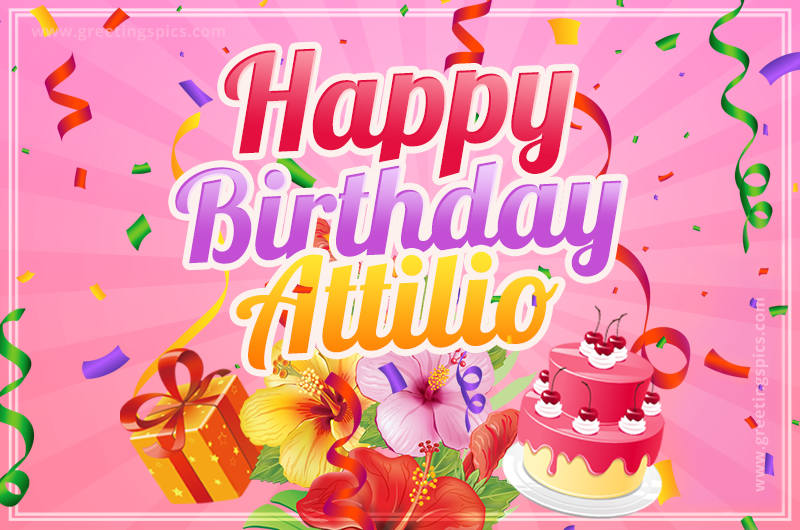 Beautiful Birthday Card for Attilio with pink background