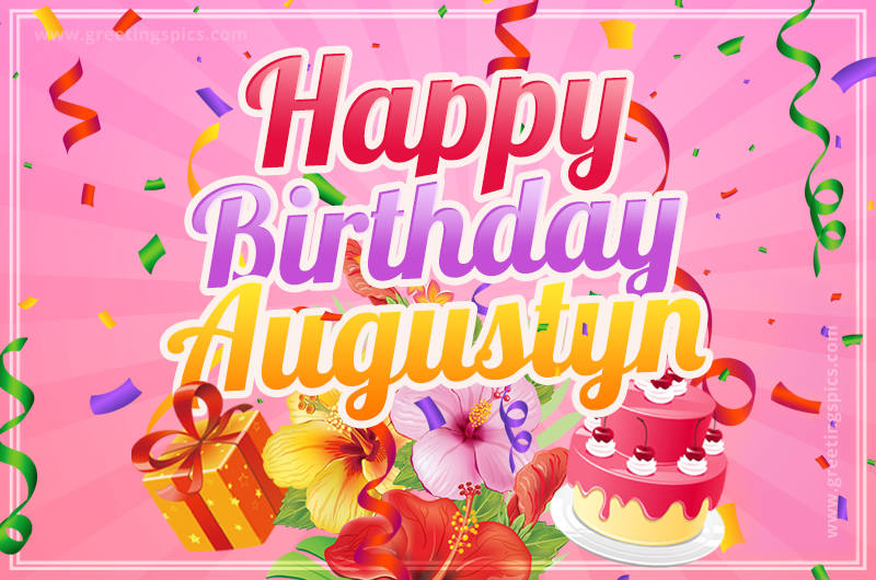 Beautiful Birthday Card for Augustyn with pink background