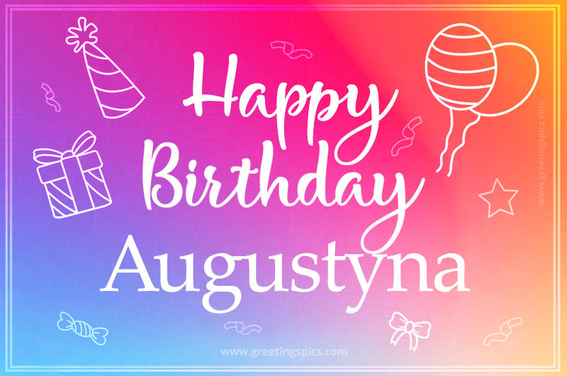 Colorful Happy Birthday Card For Augustyna