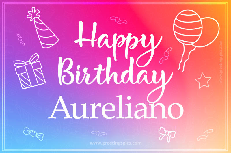 Colorful Happy Birthday Card For Aureliano