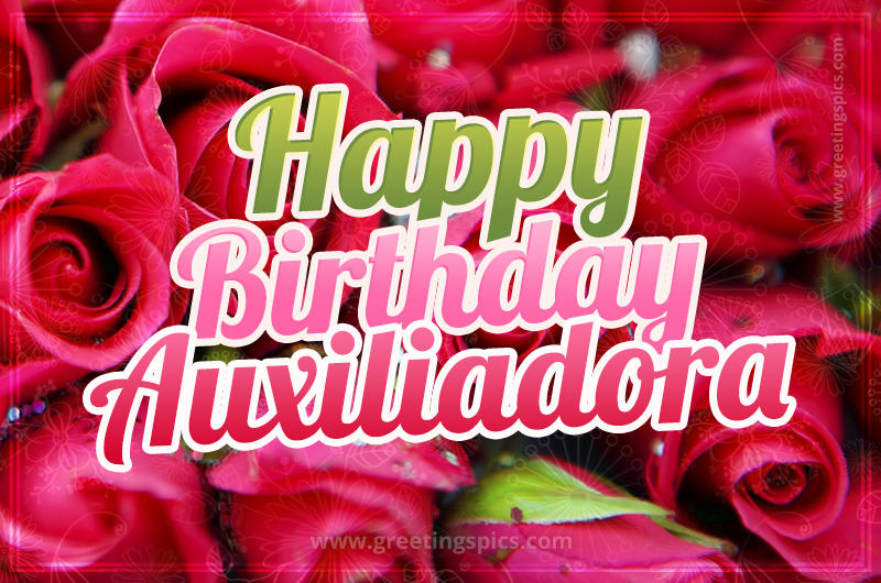 Happy Birthday Auxiliadora beautiful Image with red roses