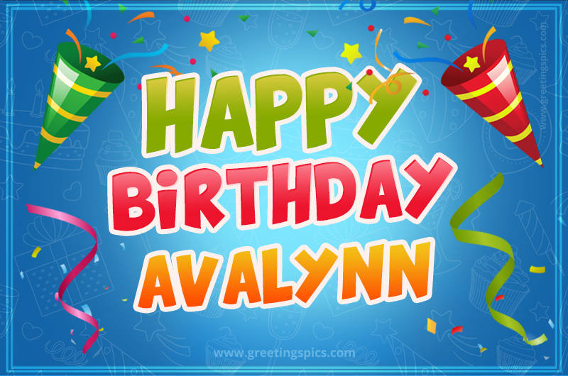 Happy Birthday Avalynn picture with confetti and party poppers