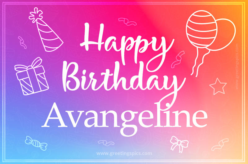 Colorful Happy Birthday Card For Avangeline