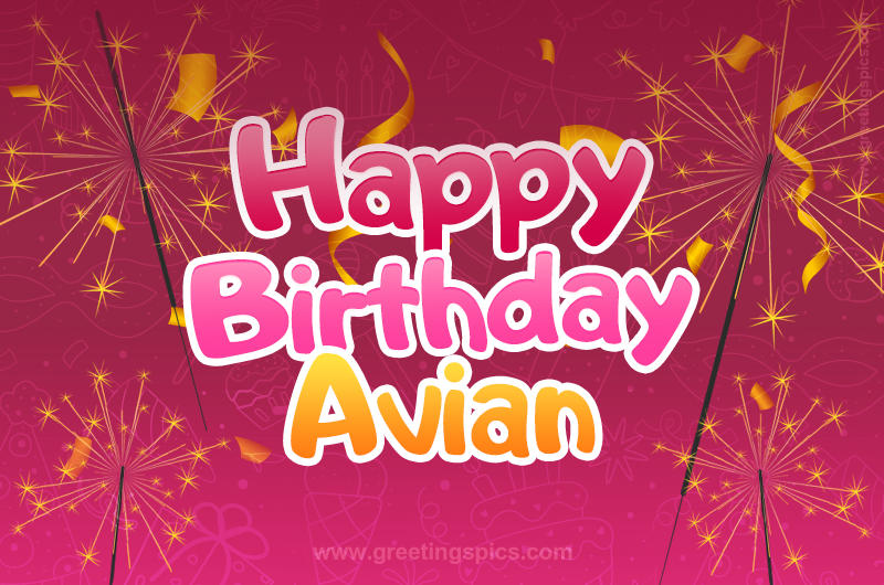 Happy Birthday Avian Image with sparklers