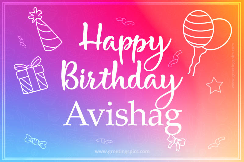 Colorful Happy Birthday Card For Avishag