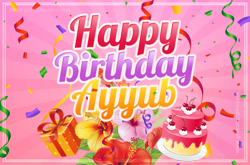 Beautiful Birthday Card for Ayyub with pink background