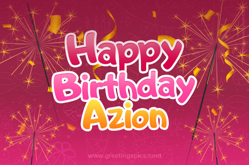 Happy Birthday Azion Image with sparklers