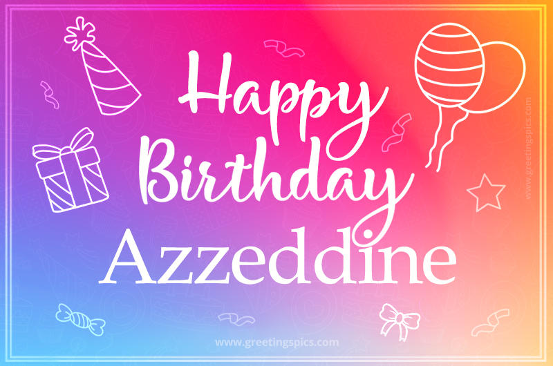 Colorful Happy Birthday Card For Azzeddine