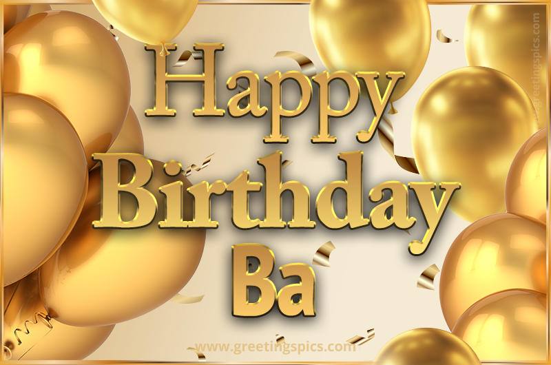 Happy Birthday Ba Card with golden confetti and balloons