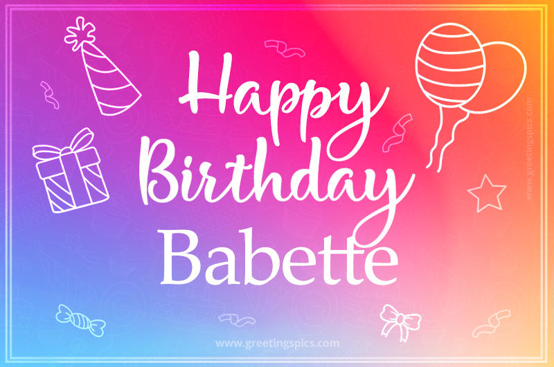 Colorful Happy Birthday Card For Babette