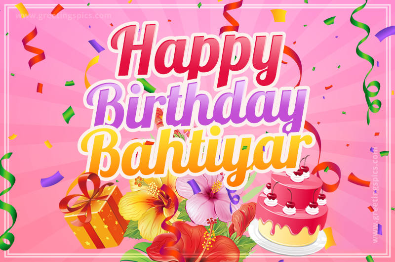 Beautiful Birthday Card for Bahtiyar with pink background