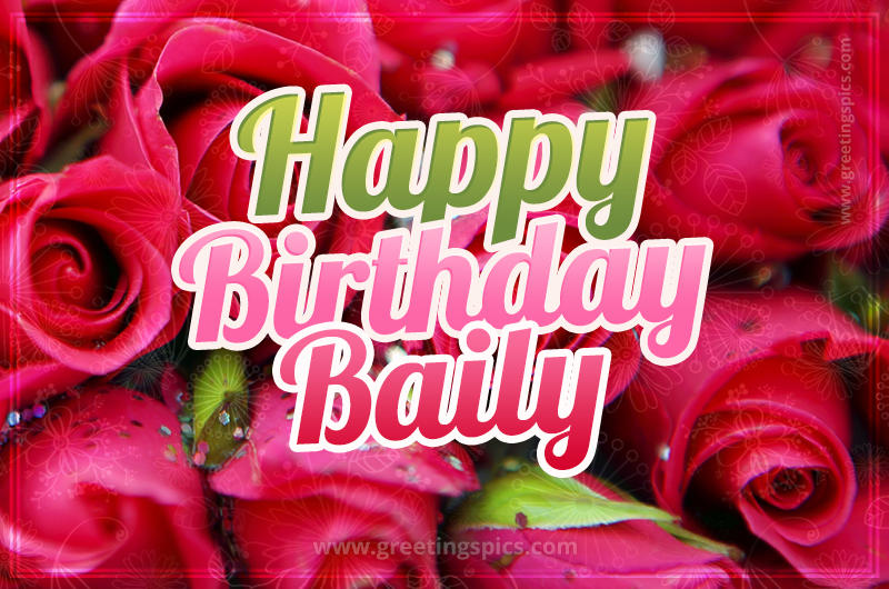 Happy Birthday Baily beautiful Image with red roses