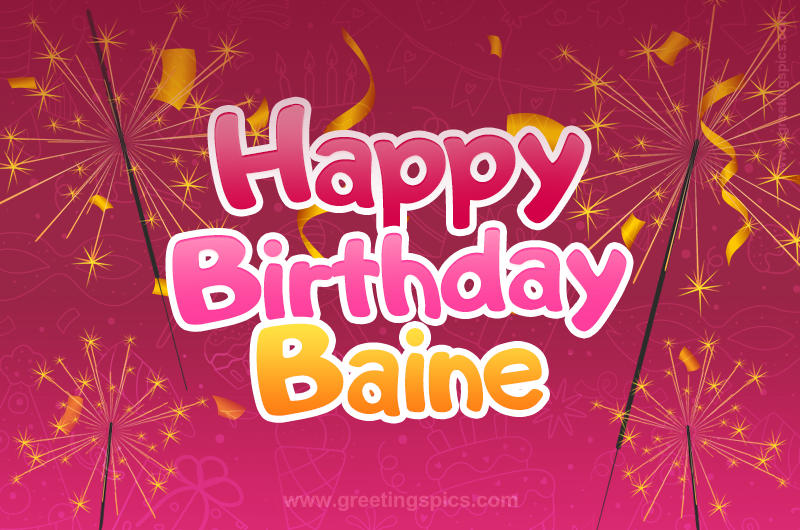 Happy Birthday Baine Image with sparklers