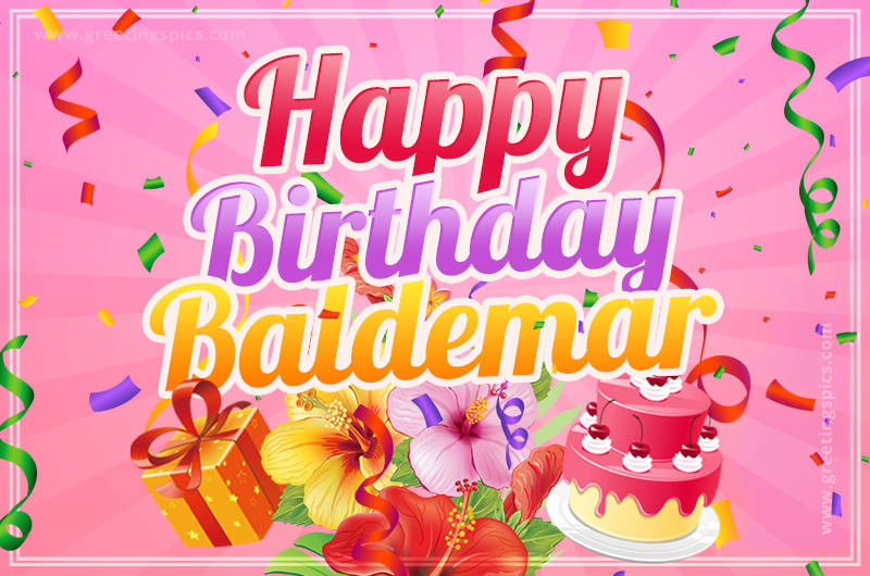 Beautiful Birthday Card for Baldemar with pink background