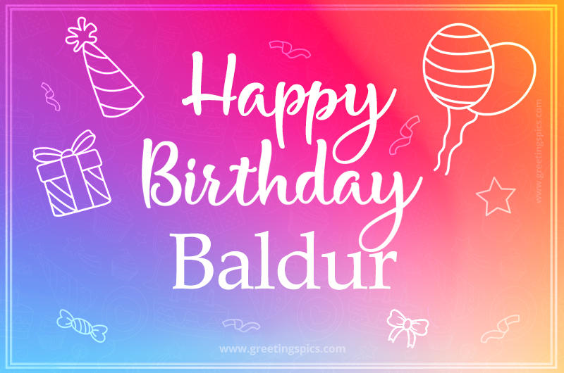 Colorful Happy Birthday Card For Baldur