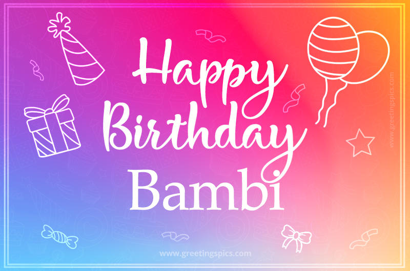 Colorful Happy Birthday Card For Bambi