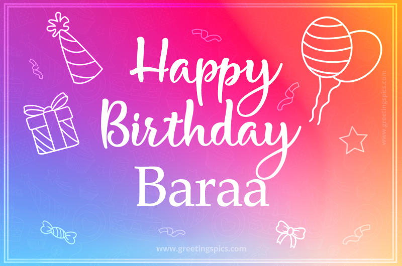 Colorful Happy Birthday Card For Baraa