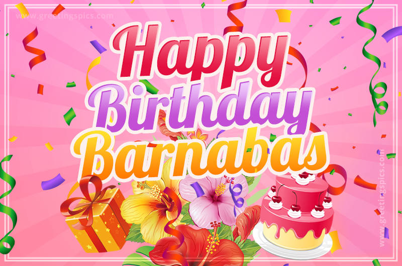 Beautiful Birthday Card for Barnabas with pink background