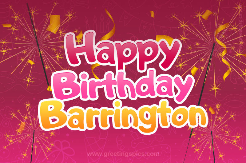 Happy Birthday Barrington Image with sparklers