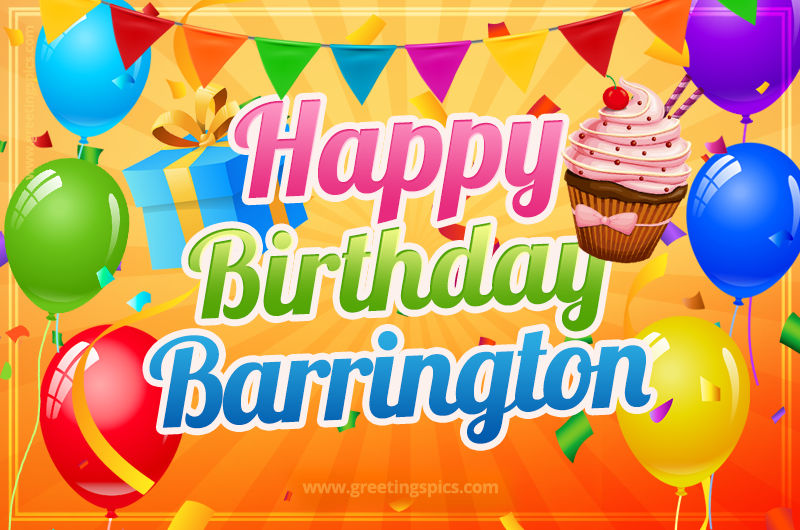 Happy Birthday Barrington eCard with gift box and cupcake