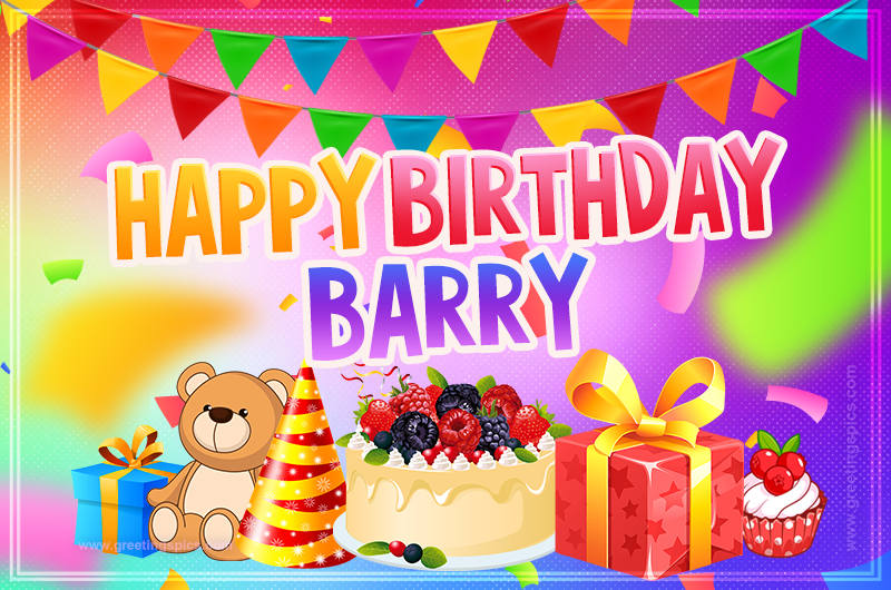 Bright card with Wishes for a Happy Birthday for Barry