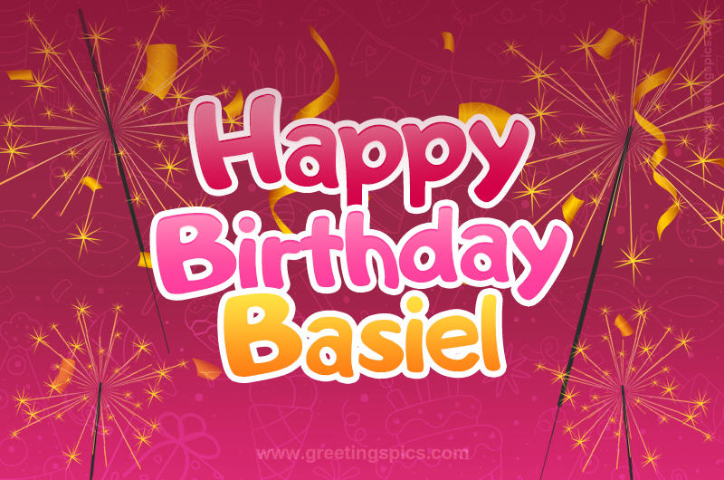 Happy Birthday Basiel Image with sparklers