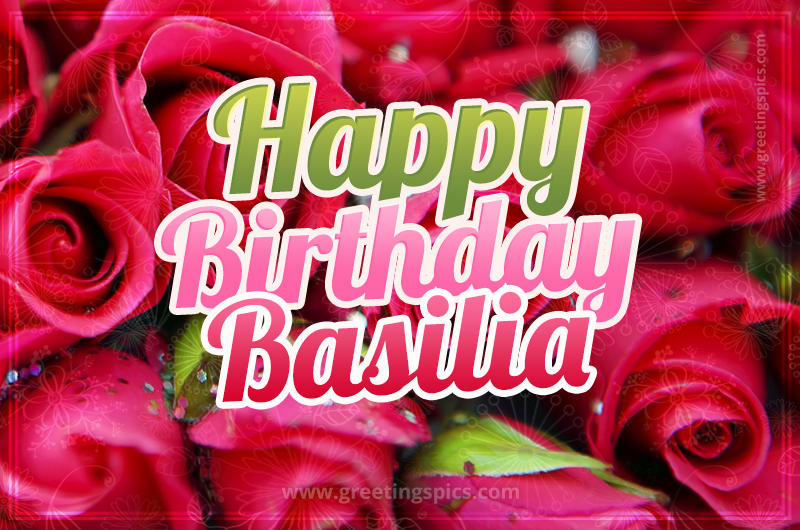 Happy Birthday Basilia beautiful Image with red roses