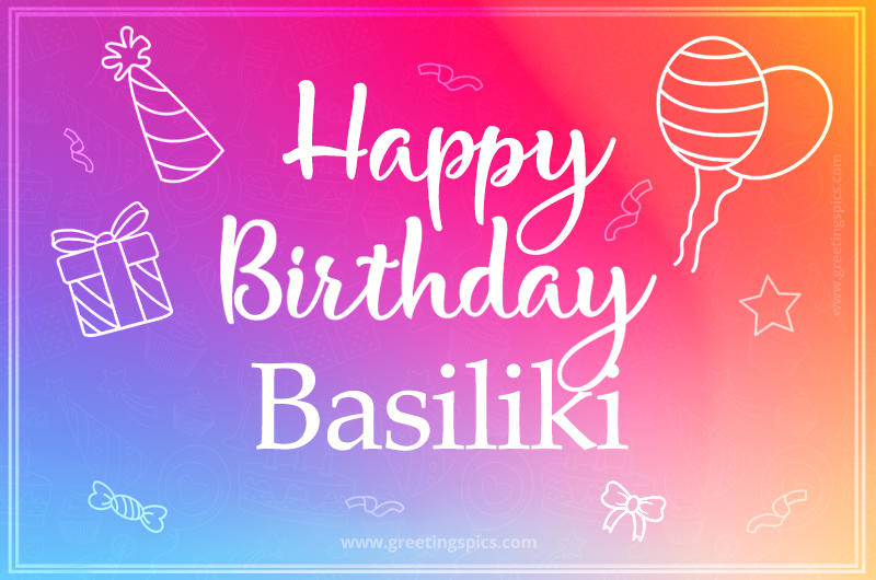 Colorful Happy Birthday Card For Basiliki