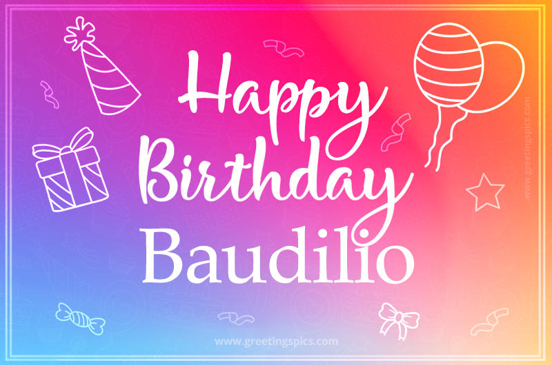 Colorful Happy Birthday Card For Baudilio