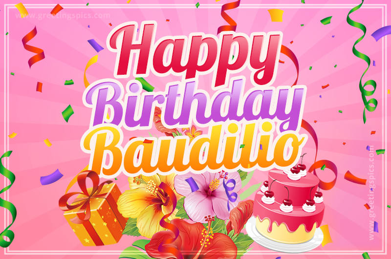 Beautiful Birthday Card for Baudilio with pink background