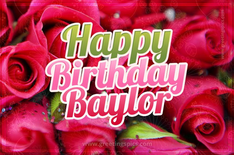 Happy Birthday Baylor beautiful Image with red roses