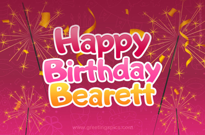 Happy Birthday Bearett Image with sparklers