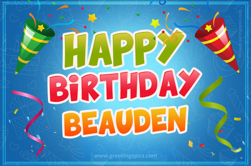 Happy Birthday Beauden picture with confetti and party poppers