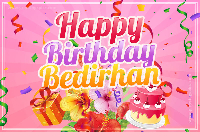 Beautiful Birthday Card for Bedirhan with pink background