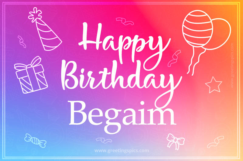 Colorful Happy Birthday Card For Begaim