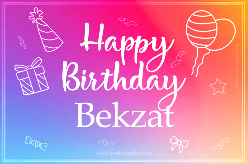 Colorful Happy Birthday Card For Bekzat