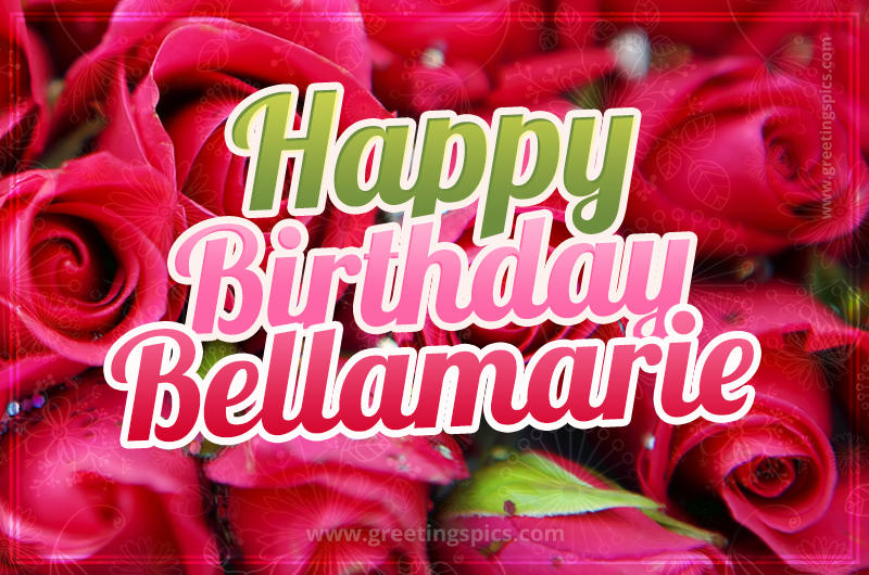 Happy Birthday Bellamarie beautiful Image with red roses