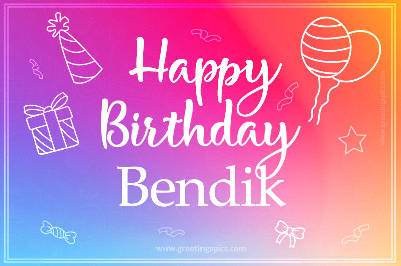 Colorful Happy Birthday Card For Bendik