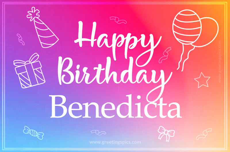 Colorful Happy Birthday Card For Benedicta