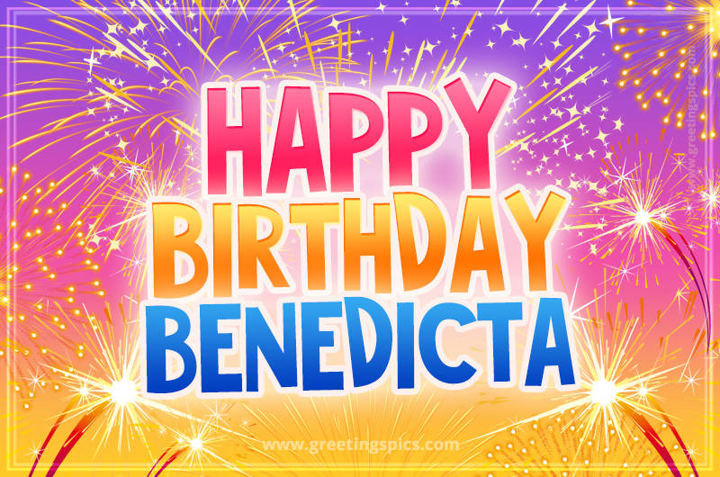 Happy Birthday Benedicta Picture with fireworks