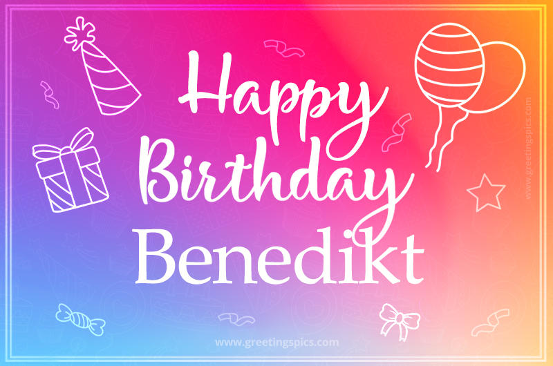 Colorful Happy Birthday Card For Benedikt