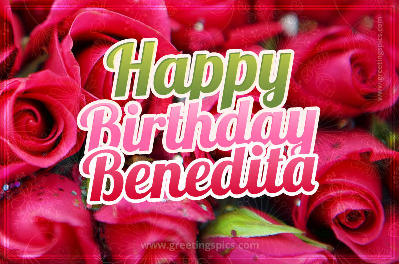 Happy Birthday Benedita beautiful Image with red roses