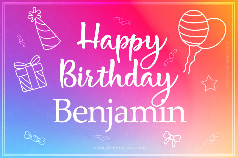 Colorful Happy Birthday Card For Benjamin